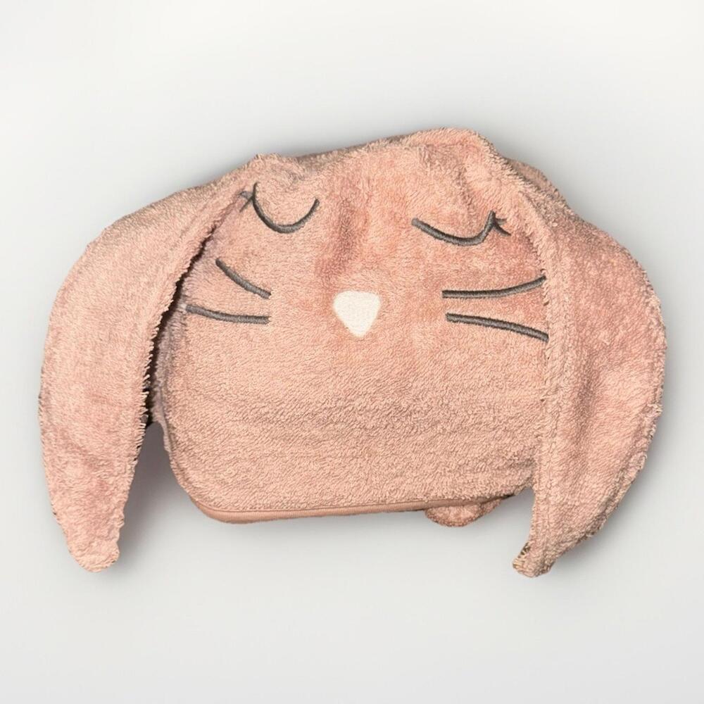 Burt's Bees Baby Hooded Towel Pink Bunny Organic Cotton Bath Animal Towel NWT